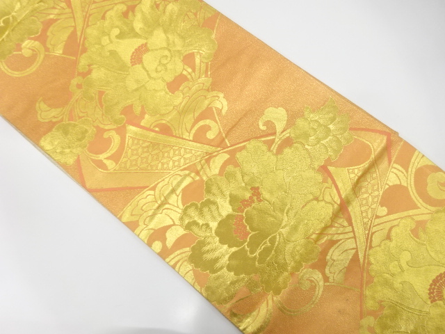 JAPANESE KIMONO / ANTIQUE FUKURO OBI / SILK / REVERSIBLE / WOVEN CHINESE FLOWER